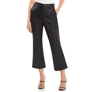 Avec Les‎ Filles Women Pants Large Black Faux Leather Kick Flare Crop Date Night